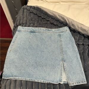 Lioness Denim Mini Skirt with Front Slit